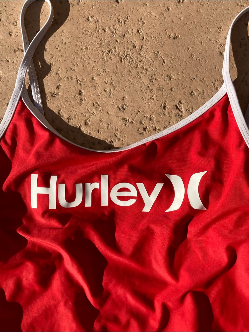 Hurley Red One Piece Swimsuit L Sporty Miami Lifeguard Surf Beach Large - Picture 4 of 9